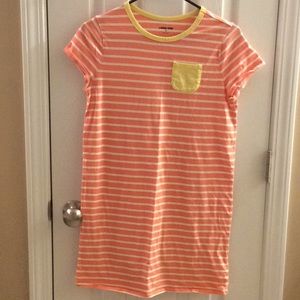 Lands’ End XL 16 girls dress stripes peach yellow